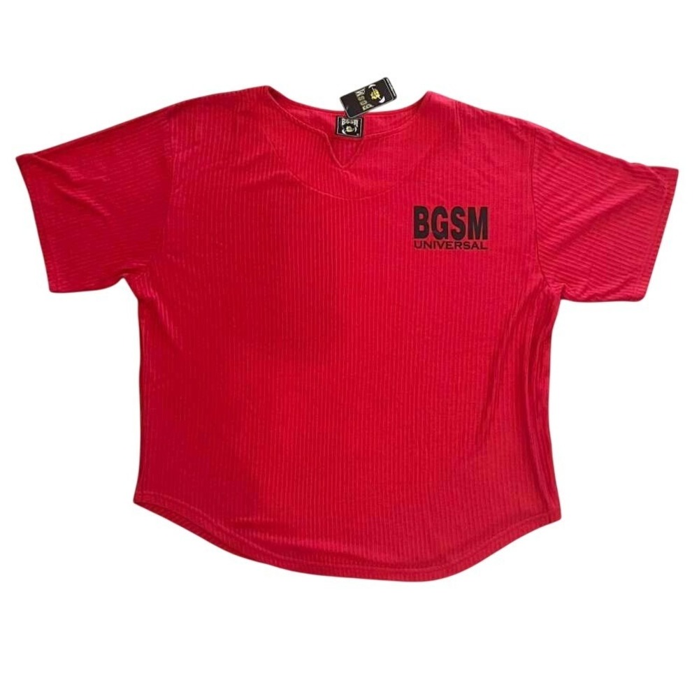 Extreme Authentic Brand Sportswear BGSM Universal Red Ribbed Knit Workout Tee